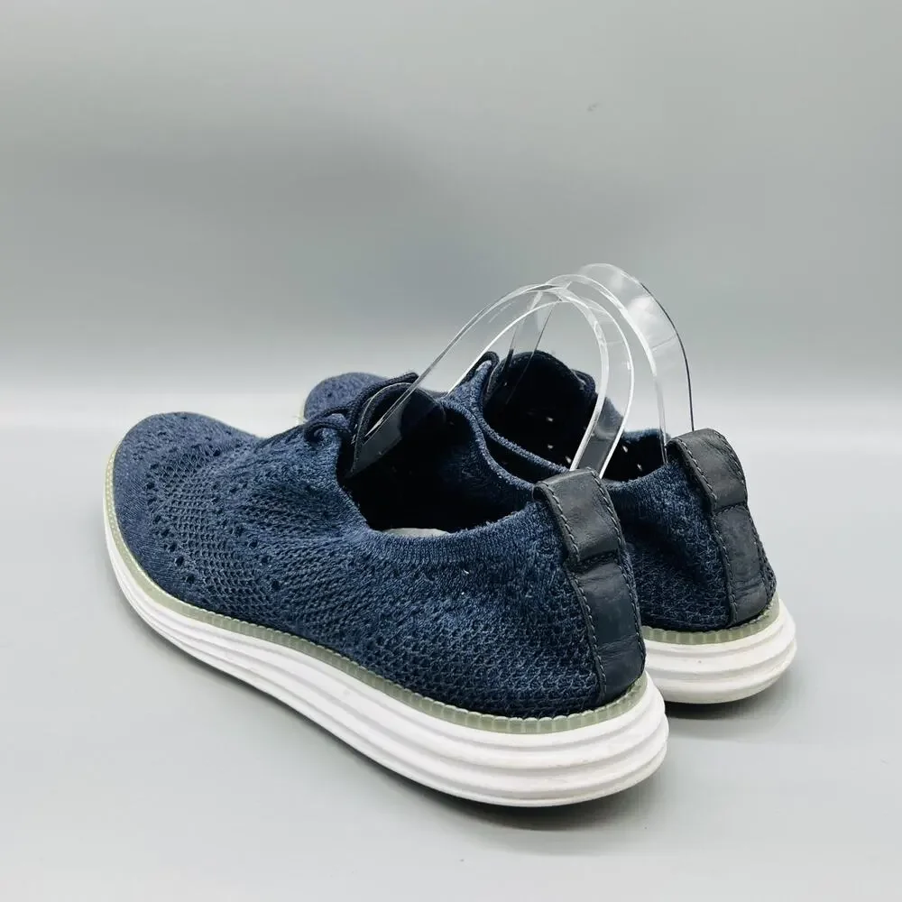Cole Haan Shoes Mens 10 Blue Knit Wingtip Casual Sneakers Walking Comfort